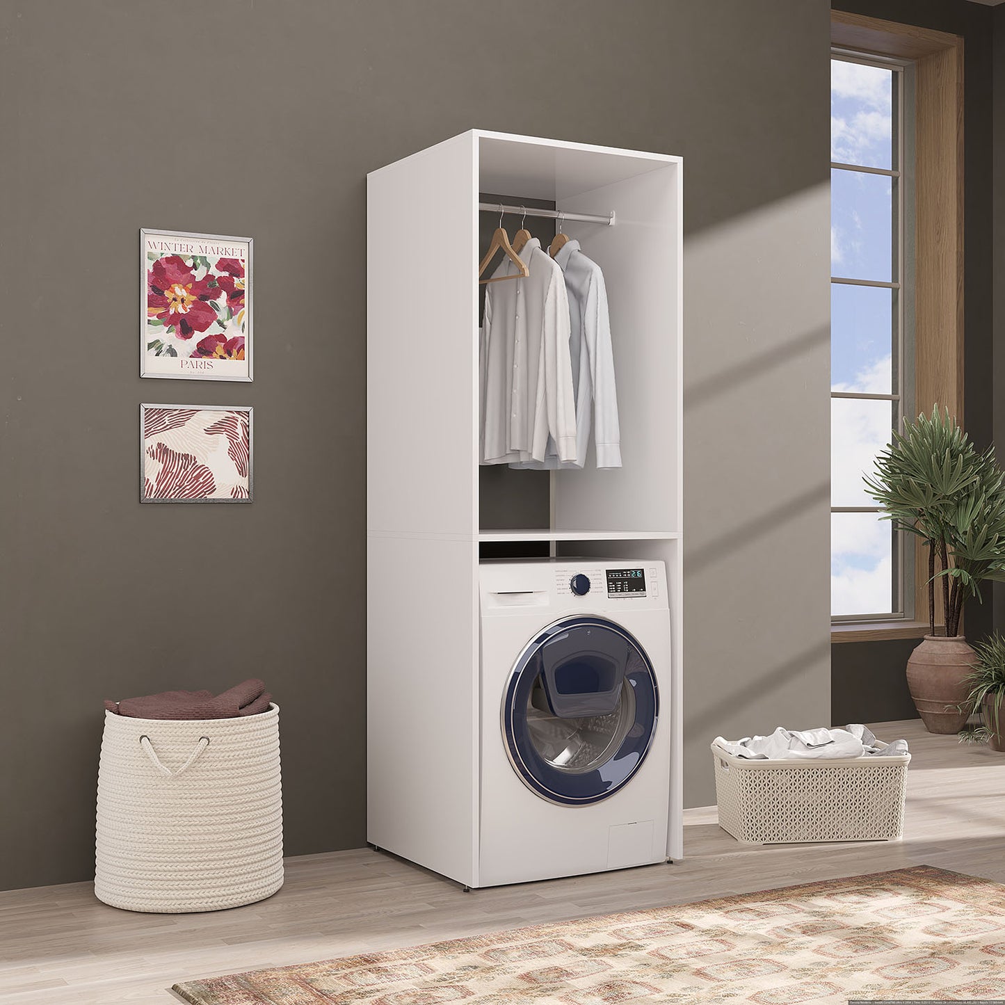 Roomart Waschmaschinenschrank SERIE 2 mit Kleiderstange, 66 cm, in 2 Farben