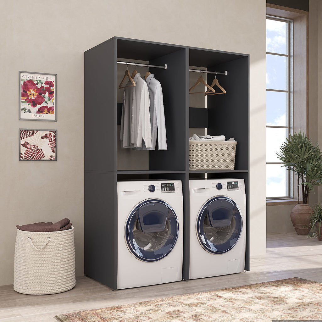 Roomart Waschmaschinenschrank SERIE 2, 132 cm, 2er-Set mit Kleiderstange, in 2 Farben