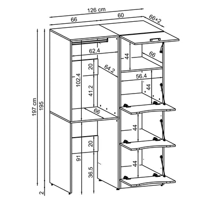 Roomart SERIE 2 Waschmaschinenschrank 126 cm – Kleiderstange & Stauraum | in 2 Farben