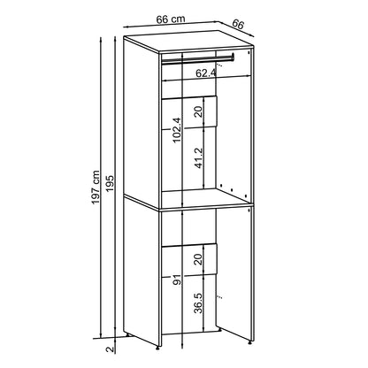 Roomart Waschmaschinenschrank SERIE 2 mit Kleiderstange, 66 cm, in 2 Farben