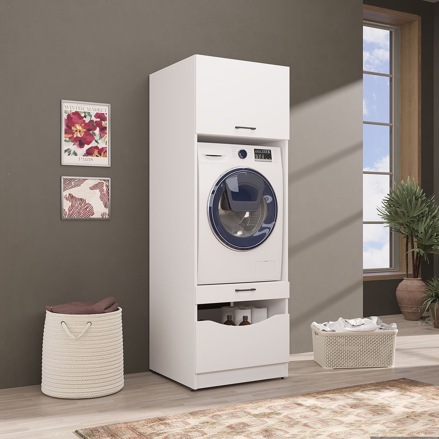 Roomart Waschmaschinenschrank SERIE 2, 66 cm, mit Ausziehbrett, in 2 Farben