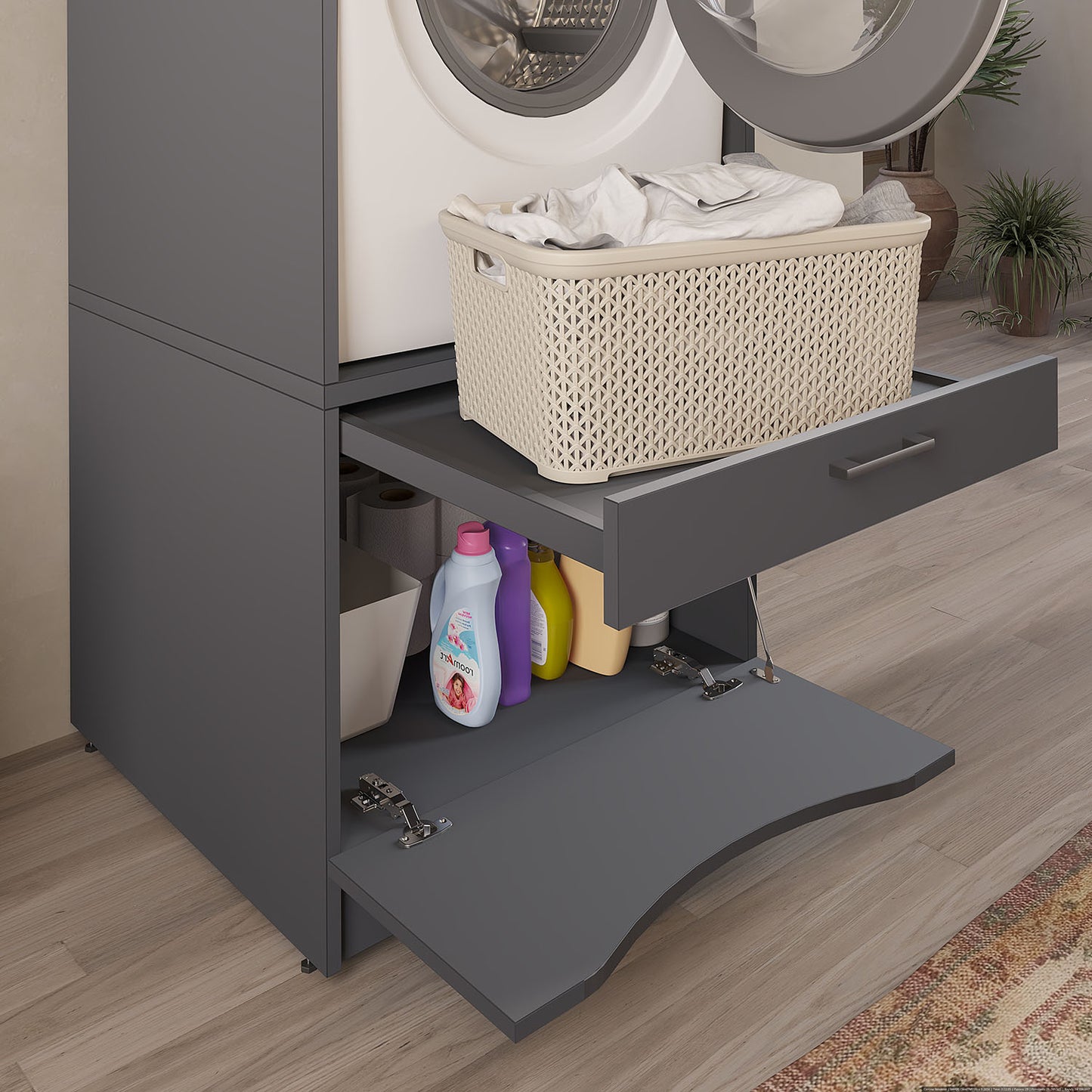 Roomart Waschmaschinenschrank SERIE 2, 66 cm, mit Ausziehbrett, in 2 Farben
