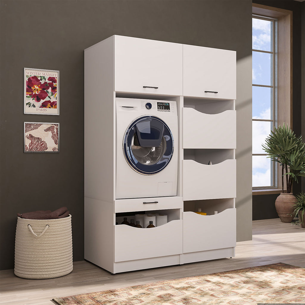 Roomart Waschmaschinenschrank SERIE 2, 126 cm, Set mit Hochschrank, in 2 Farben