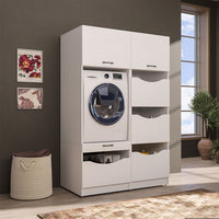 Roomart Waschmaschinenschrank SERIE 2, 126 cm, Set mit Hochschrank, in 2 Farben