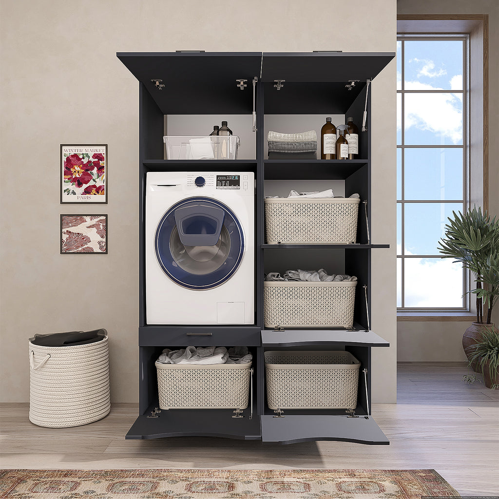 Roomart Waschmaschinenschrank SERIE 2, 126 cm, Set mit Hochschrank, in 2 Farben