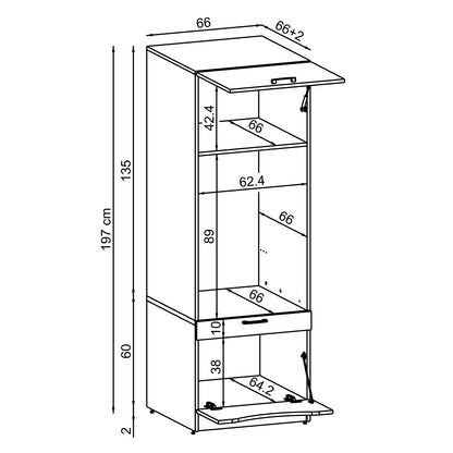 Roomart Waschmaschinenschrank SERIE-2 mit Hochschrank und Langfach, 132 cm, in 2 Farben