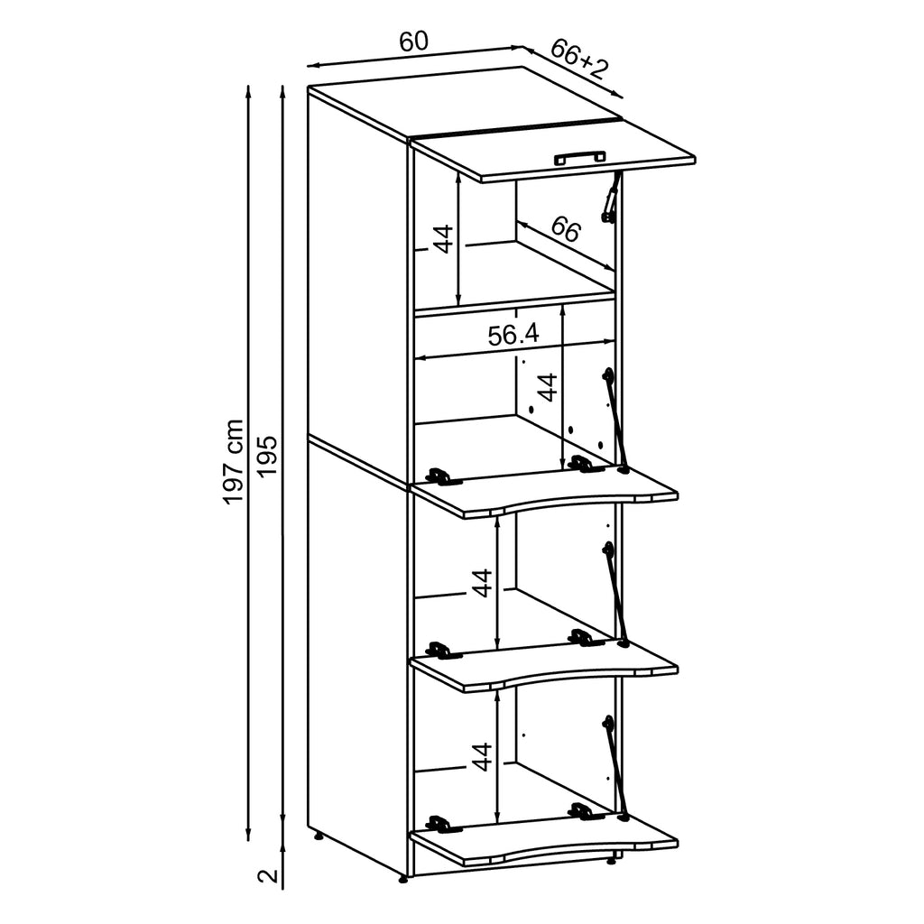 Roomart Waschmaschinenschrank SERIE-2 für 2 Maschinen mit Putzschrank, 198 cm, in 2 Farben