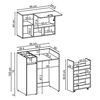 Roomart SERIE 2 Waschmaschinen-Set – Unterschrank & Rollwagen, optional mit Wandschrank | in 2 Farben