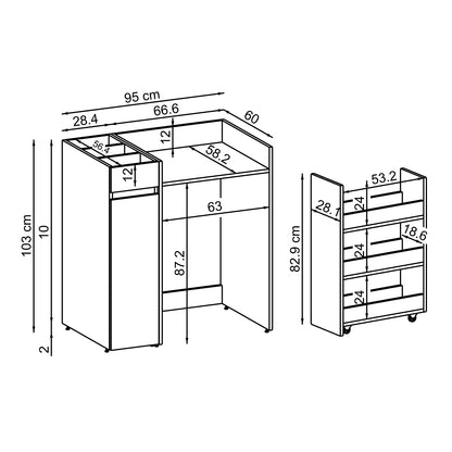 Roomart SERIE 2 Waschmaschinen-Set – Unterschrank & Rollwagen, optional mit Wandschrank | in 2 Farben