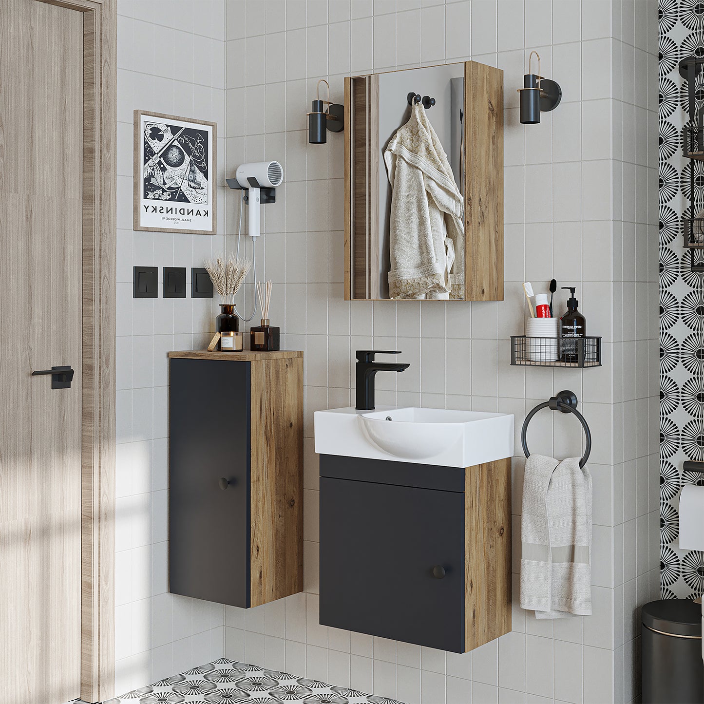 Badmöbelset • PUNTO • Unterschrank mit Waschbecken • Badezimmer Möbel • Gäste WC