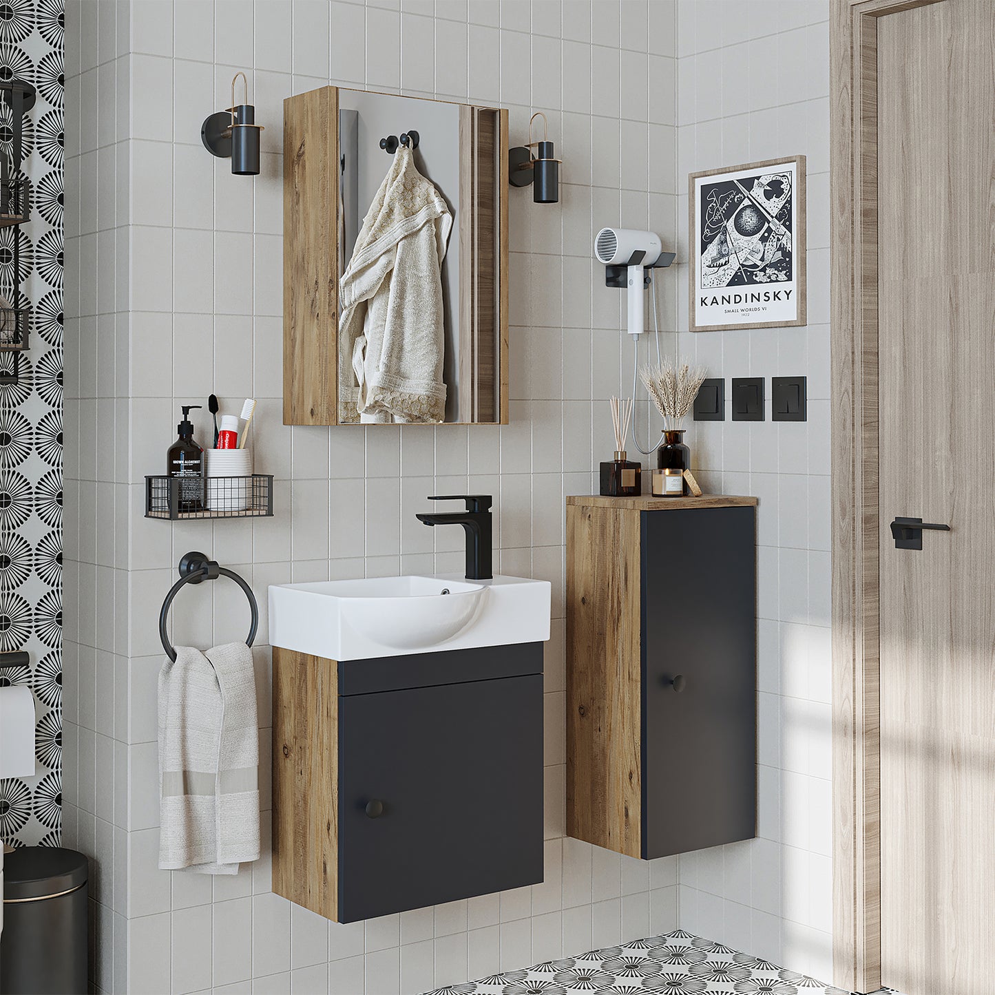 Badmöbelset • PUNTO • Unterschrank mit Waschbecken • Badezimmer Möbel • Gäste WC