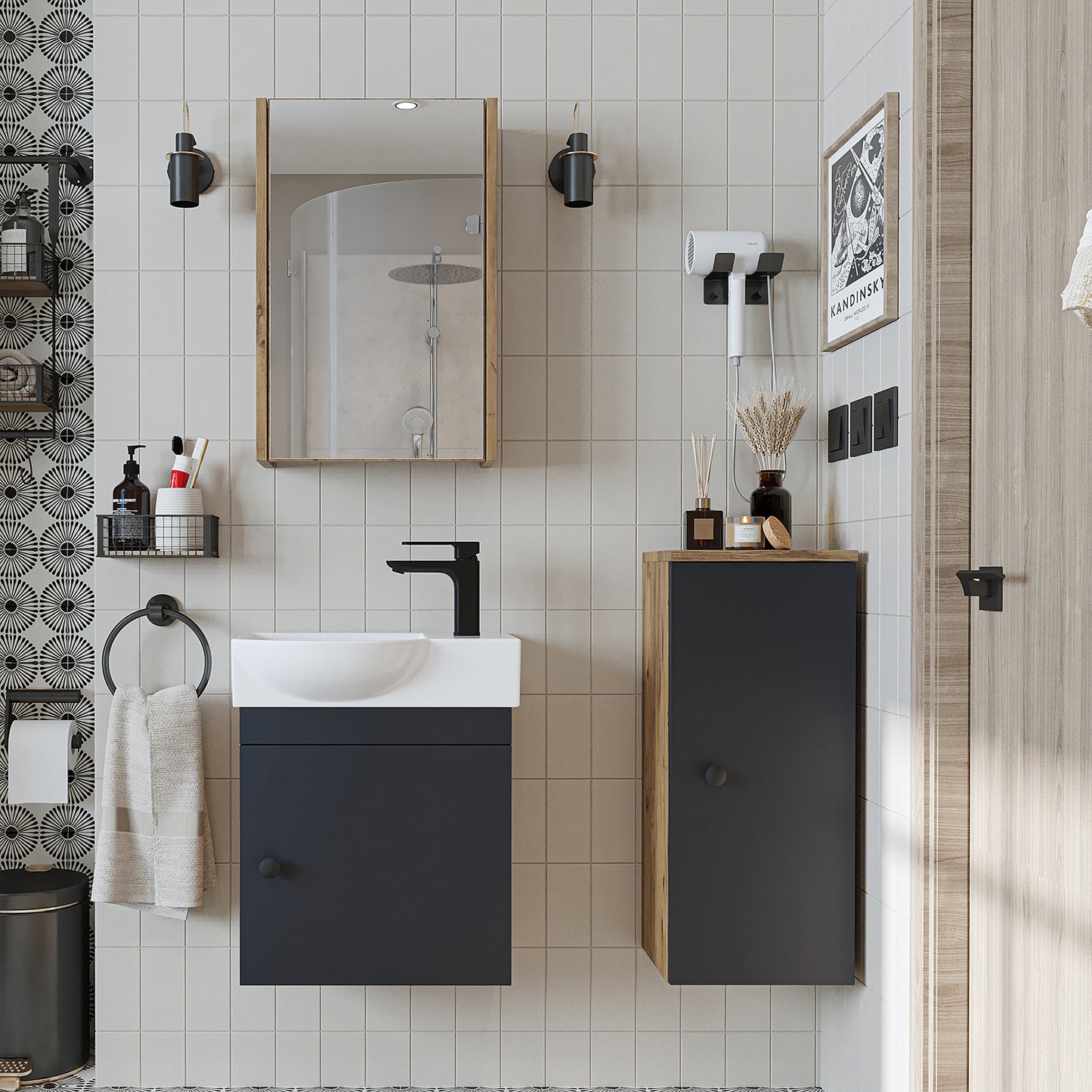 Badmöbelset • PUNTO • Unterschrank mit Waschbecken • Badezimmer Möbel • Gäste WC