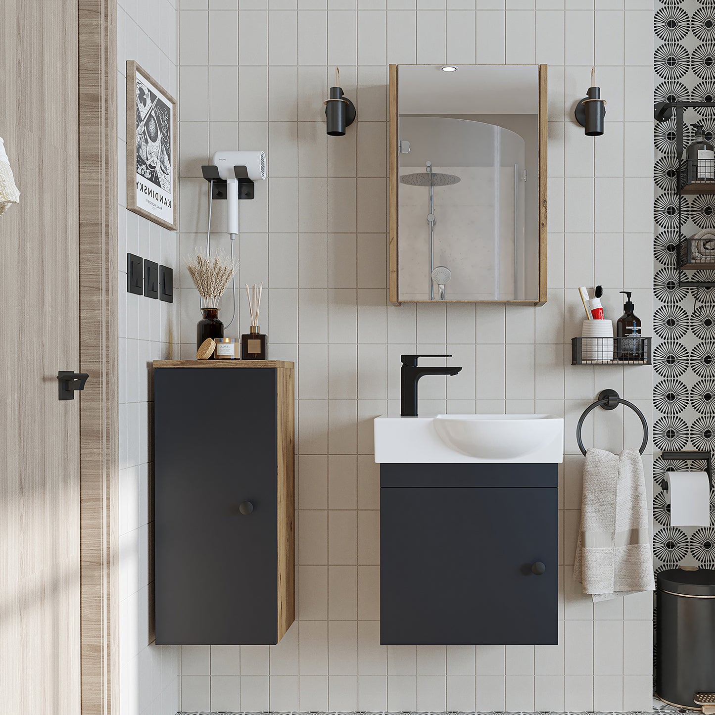 Badmöbelset • PUNTO • Unterschrank mit Waschbecken • Badezimmer Möbel • Gäste WC