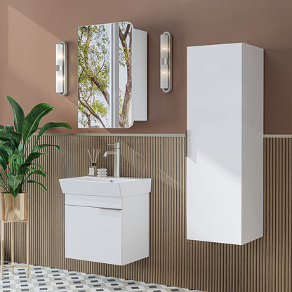 ROOMART Badmöbelset LYCIA 50 cm Unterschrank mit Keramik-Waschbecken, Spiegelschrank, Seitenschrank, Badezimmermöbel in 4 Farben