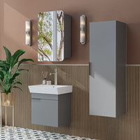 ROOMART Badmöbelset LYCIA 50 cm Unterschrank mit Keramik-Waschbecken, Spiegelschrank, Seitenschrank, Badezimmermöbel in 4 Farben