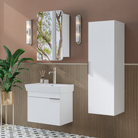 Roomart Badmöbel Set LYCIA 60 cm – 4-teiliges Badezimmermöbel-Set mit Keramik-Waschbecken, Spiegelschrank & Seitenschrank – Badmöbel in 4 Farben