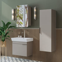 Roomart Badmöbel Set LYCIA 60 cm – 4-teiliges Badezimmermöbel-Set mit Keramik-Waschbecken, Spiegelschrank & Seitenschrank – Badmöbel in 4 Farben