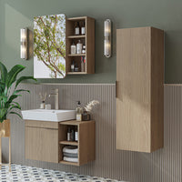 Roomart Badmöbel Set LYCIA 72 cm – 4-teiliges Badezimmermöbel-Set mit Keramik-Waschbecken, Spiegelschrank & Seitenschrank – Badmöbel in 4 Farben