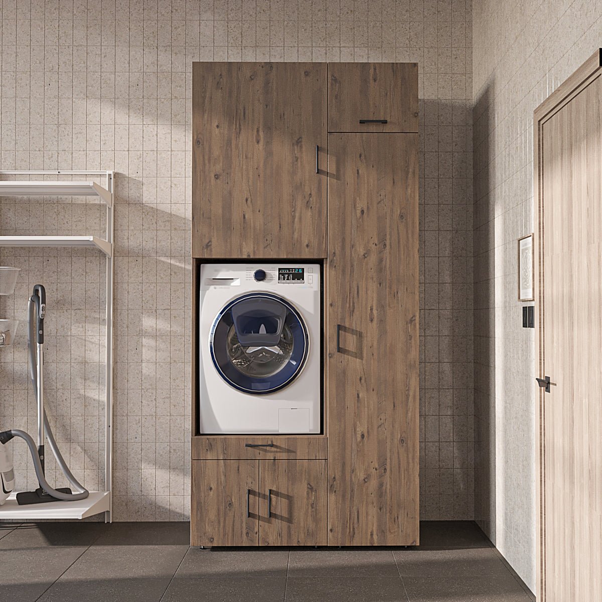 Roomart Waschmaschinenschrank SERIE 3 112 cm, Eiche, 240 cm hoch