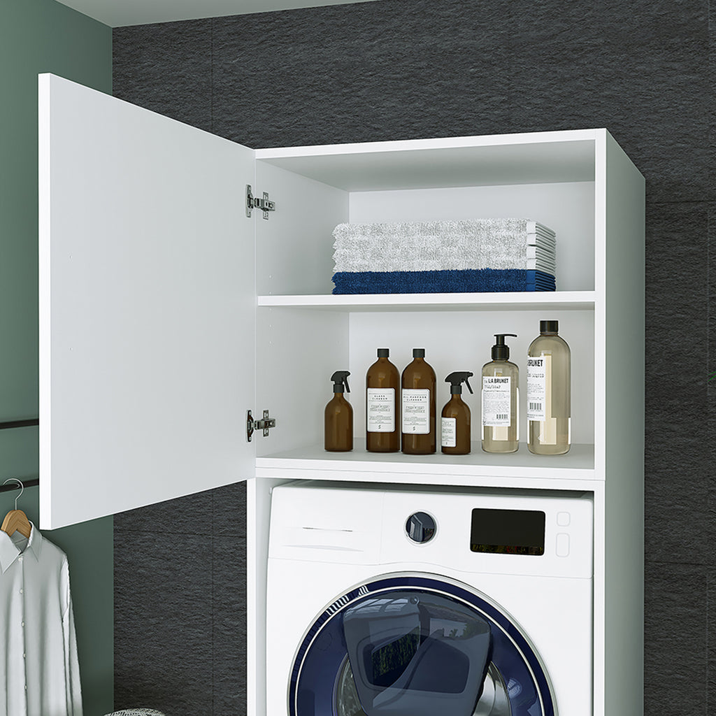 Roomart Waschmaschinenschrank mit Schrankaufsatz • mit Ausziehbrett • Weiß  • Schwarz eiche • Eiche