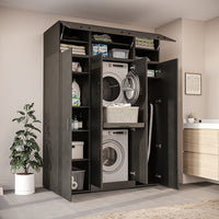 Roomart Waschmaschinenschrank DORA-I 160 cm, Schwarz Eiche, 230 cm hoch, Bild 3