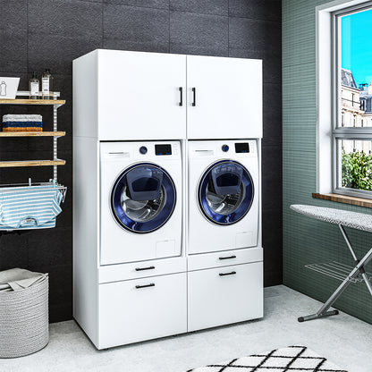 Roomart  Waschmachinen Doppelschrrank Überbauschrank (SERIE 2) - 2 Größenoptionen- HBT: 205 x 134 x 66,8 cm, HBT: 240 x 134 x 66,8 cm, in 3 Farben