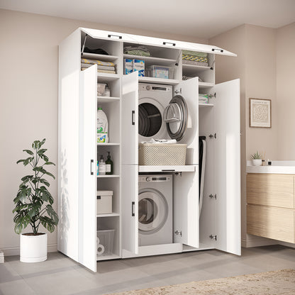 Roomart Waschmaschinenschrank DORA-I 160 cm, Weiß, 230 cm hoch, Bild 3