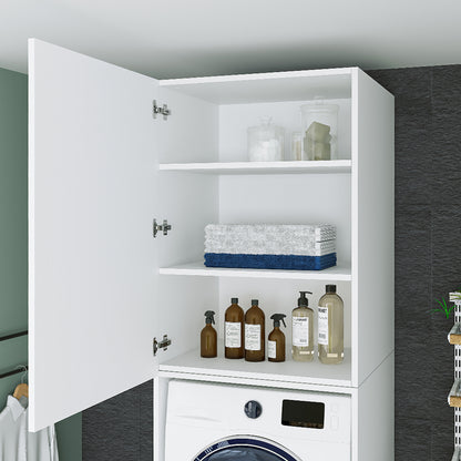 Roomart Waschmaschinenschrank mit Schrankaufsatz • mit Ausziehbrett • Weiß  • Schwarz eiche • Eiche