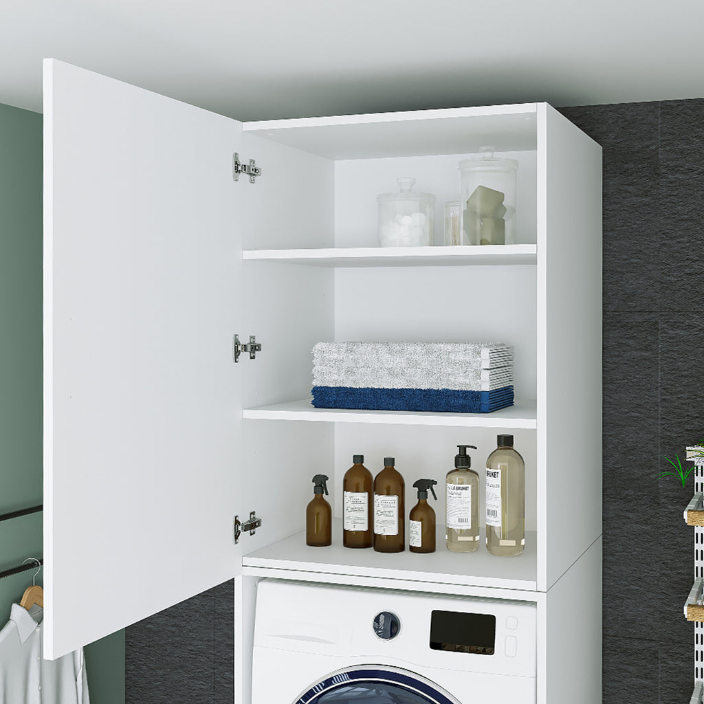 Roomart Waschmaschinenschrank mit Schrankaufsatz • mit Ausziehbrett • Weiß  • Schwarz eiche • Eiche