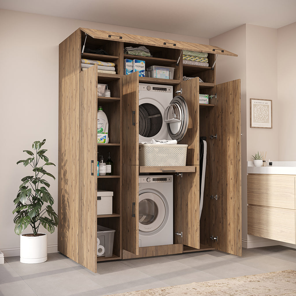 Roomart Waschmaschinenschrank DORA-I 160 cm, Eiche, 230 cm hoch, Bild 3