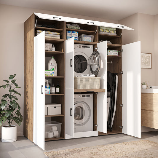 Roomart Waschmaschinenschrank DORA-I 190 cm, Weiß Eiche, 230 cm hoch, Bild 3