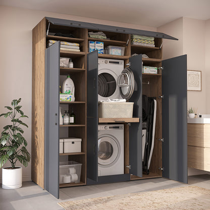 Roomart Waschmaschinenschrank DORA-I 190 cm, Anthrazit Eiche, 230 cm hoch, Bild 3