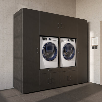 Roomart Waschmaschinenschrank SERIE 3 224 cm, Schwarz-Eiche, 205 cm hoch