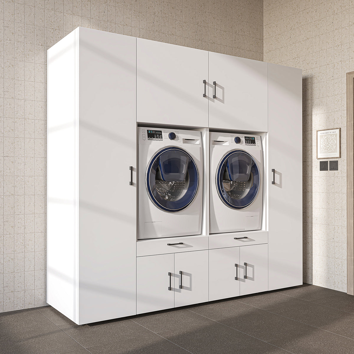 Roomart Waschmaschinenschrank SERIE 3 224 cm, Weiß, 205 cm hoch