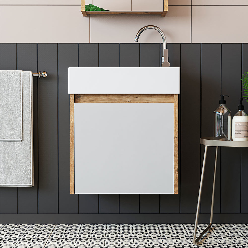 Roomart, MINI Unterschrank mit Waschbecken 50cm Gäste WC Badezimmer Möbel in 5 Farben - badmöbel, set, abfluss, waschbecken, bad, möbel, badezimmer, waschbeckenunterschrank, cm, breit, modern, waschtisch, tief, mit, unterschrank, deko, badezimmermöbel, ba
