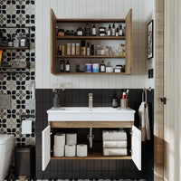 Roomart Ensemble de meubles de salle de bains ATRIA 3 pièces, en 4 couleurs, 85 cm Meuble bas avec lavabo en céramique - armoire de toilette - armoire de salle de bains, lavabo, meubles de salle de bains, armoire de salle de bains, avec, meuble bas, meubles de salle de bains, ensemble, lavabo, meubles, meubles de salle de bains