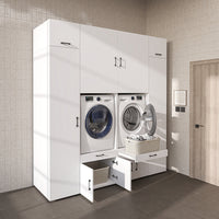 Roomart Waschmaschinenschrank SERIE 3 224 cm, Weiß, 240 cm hoch