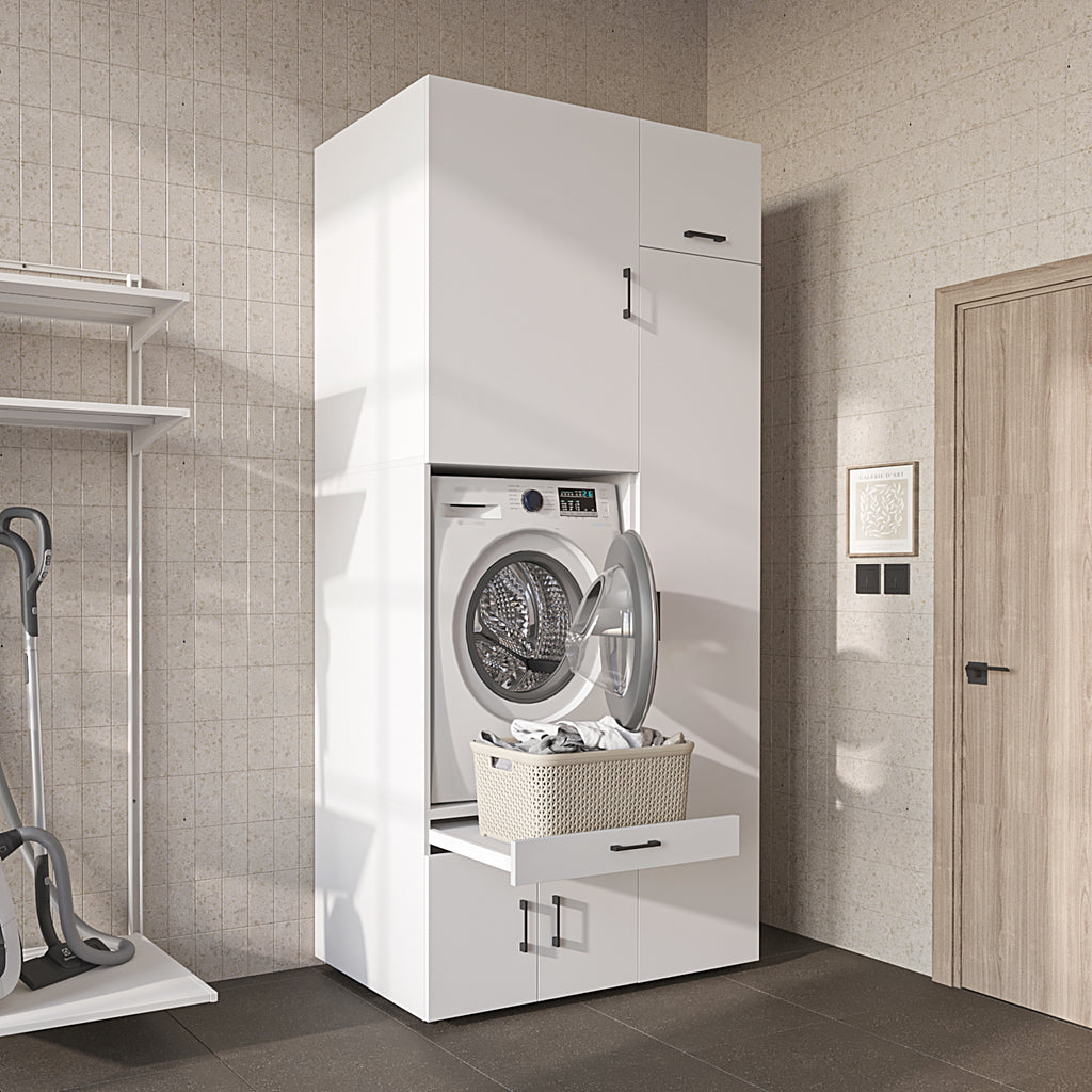 Roomart Waschmaschinenschrank SERIE 3 112 cm, Weiß, 240 cm hoch