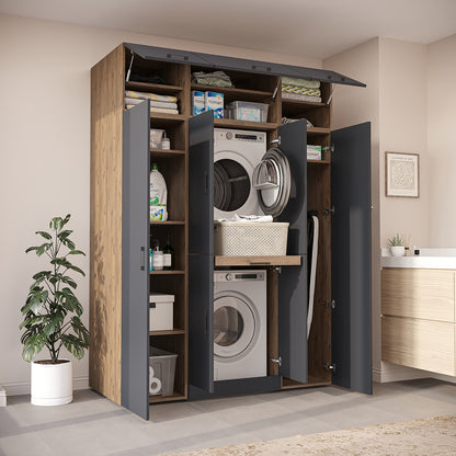 Roomart Waschmaschinenschrank DORA-I 160 cm, Anthrazit Eiche, 230 cm hoch, Bild 3