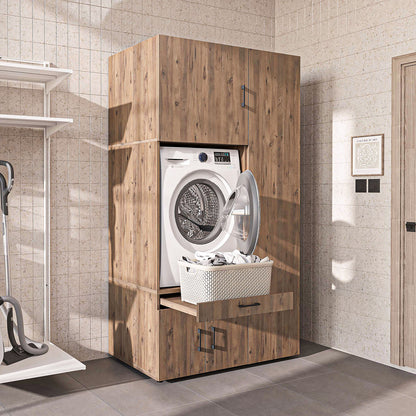 Roomart Waschmaschinenschrank SERIE 3 112 cm, Eiche, 205 cm hoch