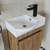 Roomart Waschtischunterschrank LEO mit Keramik-Waschbecken – Gäste-WC Badmöbel – Wasserhahn rechts