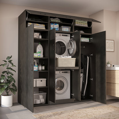 Roomart Waschmaschinenschrank DORA-I 190 cm, Schwarz Eiche, 230 cm hoch, Bild 3
