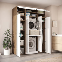 Roomart Waschmaschinenschrank DORA-I 160 cm, Weiß Eiche, 230 cm hoch, Bild 3
