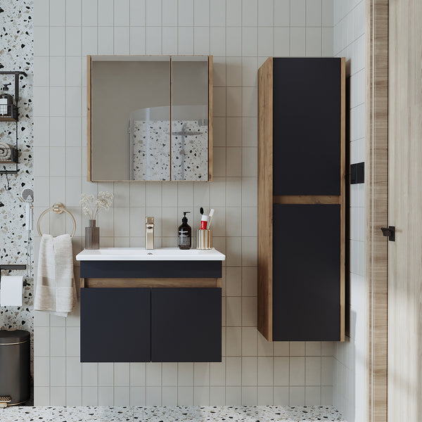 Roomart 4-teiliges Badmöbel-Set ATRIA, 65 cm, mit Spiegelschrank und Hochschrank, in 4 Farben