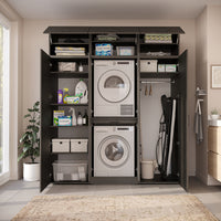 Roomart Waschmaschinenschrank DORA-I 190 cm, Schwarz Eiche, 230 cm hoch, Bild 4