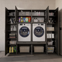 Roomart Waschmaschinenschrank SERIE 3 224 cm, Schwarz-Eiche, 205 cm hoch