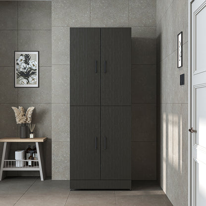 Roomart Waschmaschinenschrank SERIE DORA-I-  Waschmaschinen- & Trocknerschrank mit Türen & Ausziehbrett – Waschküchenschrank für Waschmaschine & Trockner – in 5 Farben • Weiß • Weiß-Eiche • Anthrazit-Eiche • Eiche • Schwarz-Eiche