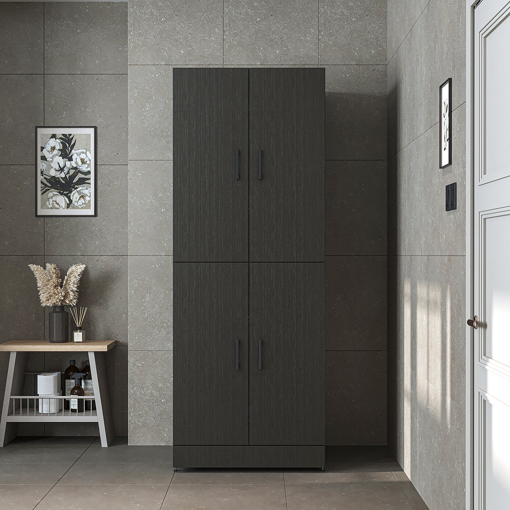 Roomart Waschmaschinenschrank SERIE DORA-I-  Waschmaschinen- & Trocknerschrank mit Türen & Ausziehbrett – Waschküchenschrank für Waschmaschine & Trockner – in 5 Farben • Weiß • Weiß-Eiche • Anthrazit-Eiche • Eiche • Schwarz-Eiche