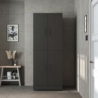 Roomart Waschmaschinenschrank SERIE DORA-I-  Waschmaschinen- & Trocknerschrank mit Türen & Ausziehbrett – Waschküchenschrank für Waschmaschine & Trockner – in 5 Farben • Weiß • Weiß-Eiche • Anthrazit-Eiche • Eiche • Schwarz-Eiche