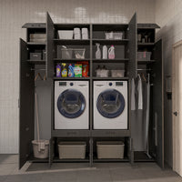 Roomart Waschmaschinenschrank SERIE 3 224 cm, Schwarz-Eiche, 240 cm hoch